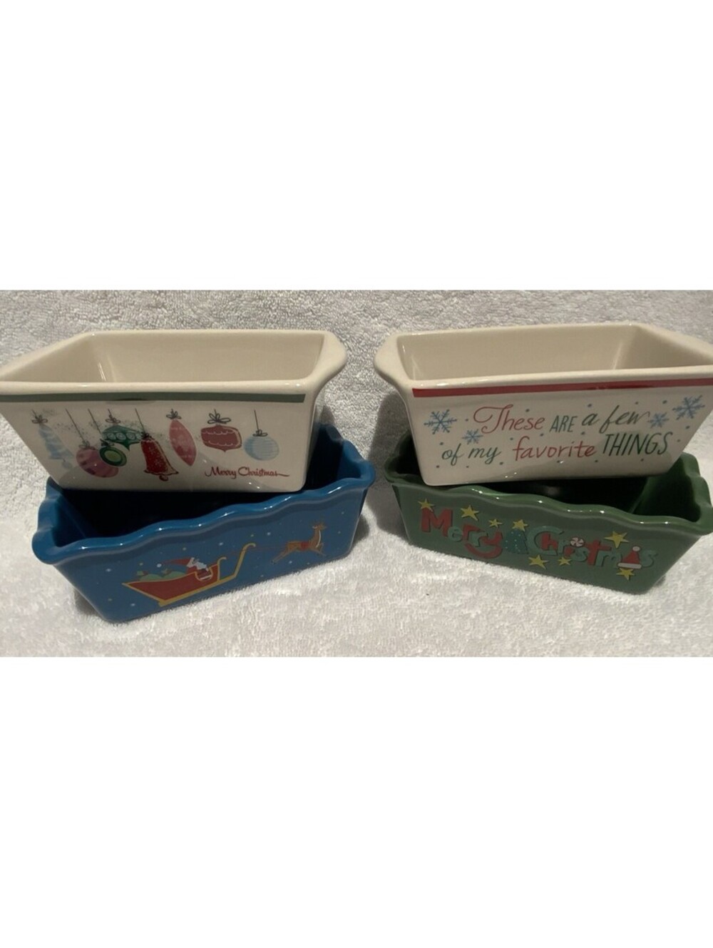 Nantucket Pottery Set of Four Stoneware Mini Loaf Pans 6.25”L x 3.5”W x 2.25”H